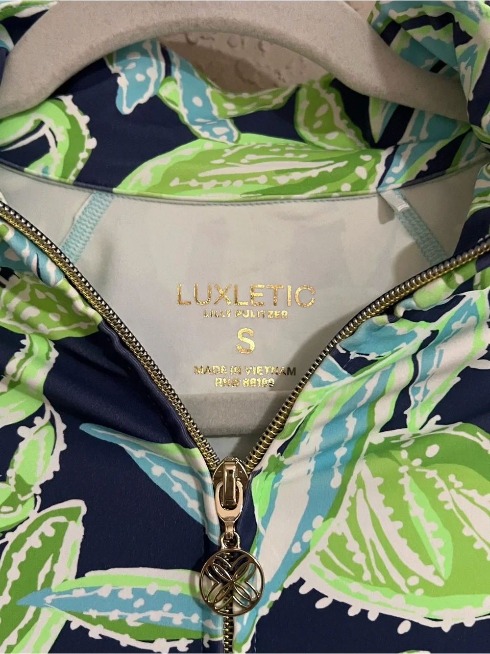 Lilly Pulitzer Luxletic Breaker Jacket Sapphire Pool Tropical Tango Size Small